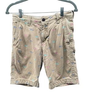 Abercrombie Kids Boys Size 14 Chino Shorts Embroidered‎ Glasses Beige